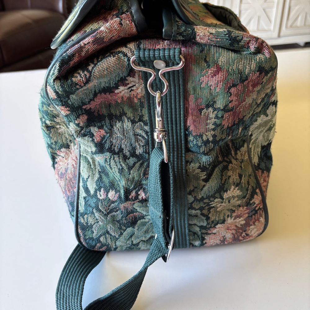 Vintage Atlantic Floral Tapestry Doctor Bag Carpet Weekender Lock Closure - Picture 14 of 16